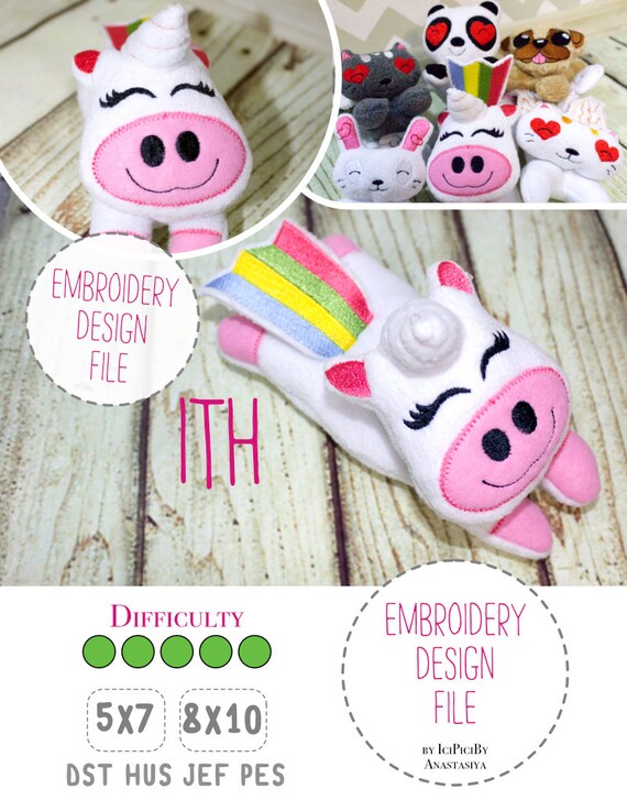 Download Ith Unicorn Plushie Toy Embroidery Machine Pattern 5x7 And Etsy