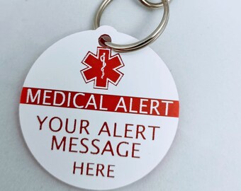 Customised Medic Alert - Medical Alert Bag Tag / Keyring