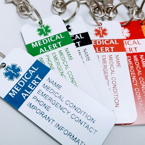 Custom Medic Alert Medical Alert Bag Tag / Keyring Various Etsy Australia