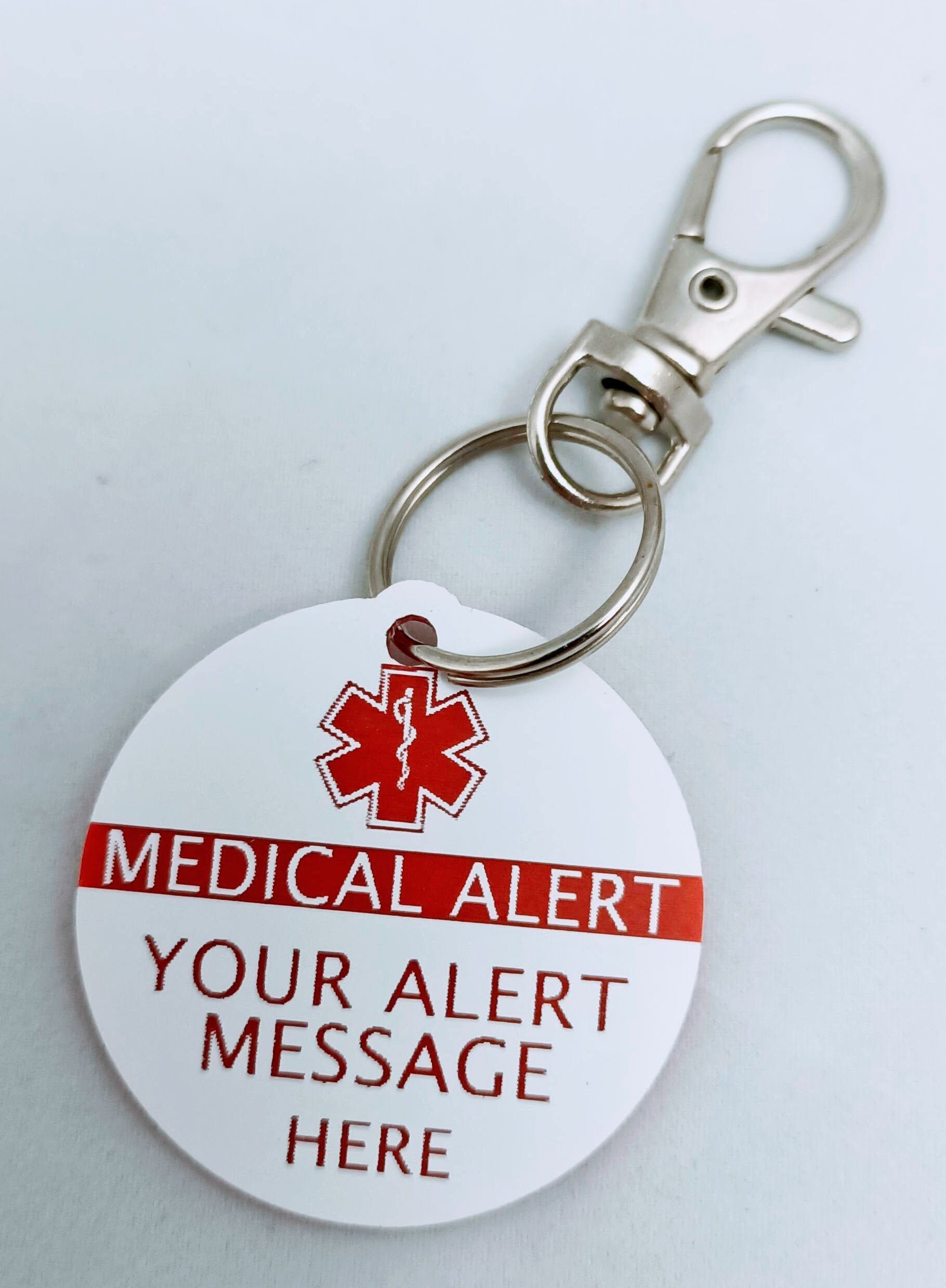 Customised Medic Alert Medical Alert Bag Tag / Keyring Etsy
