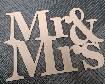 Mr & Mrs - 6mm Thick 300mm Tall - RAW MDF - Ready to Paint / Decorate - Wall Art - Love - Valentine's Day - Wedding Decoration