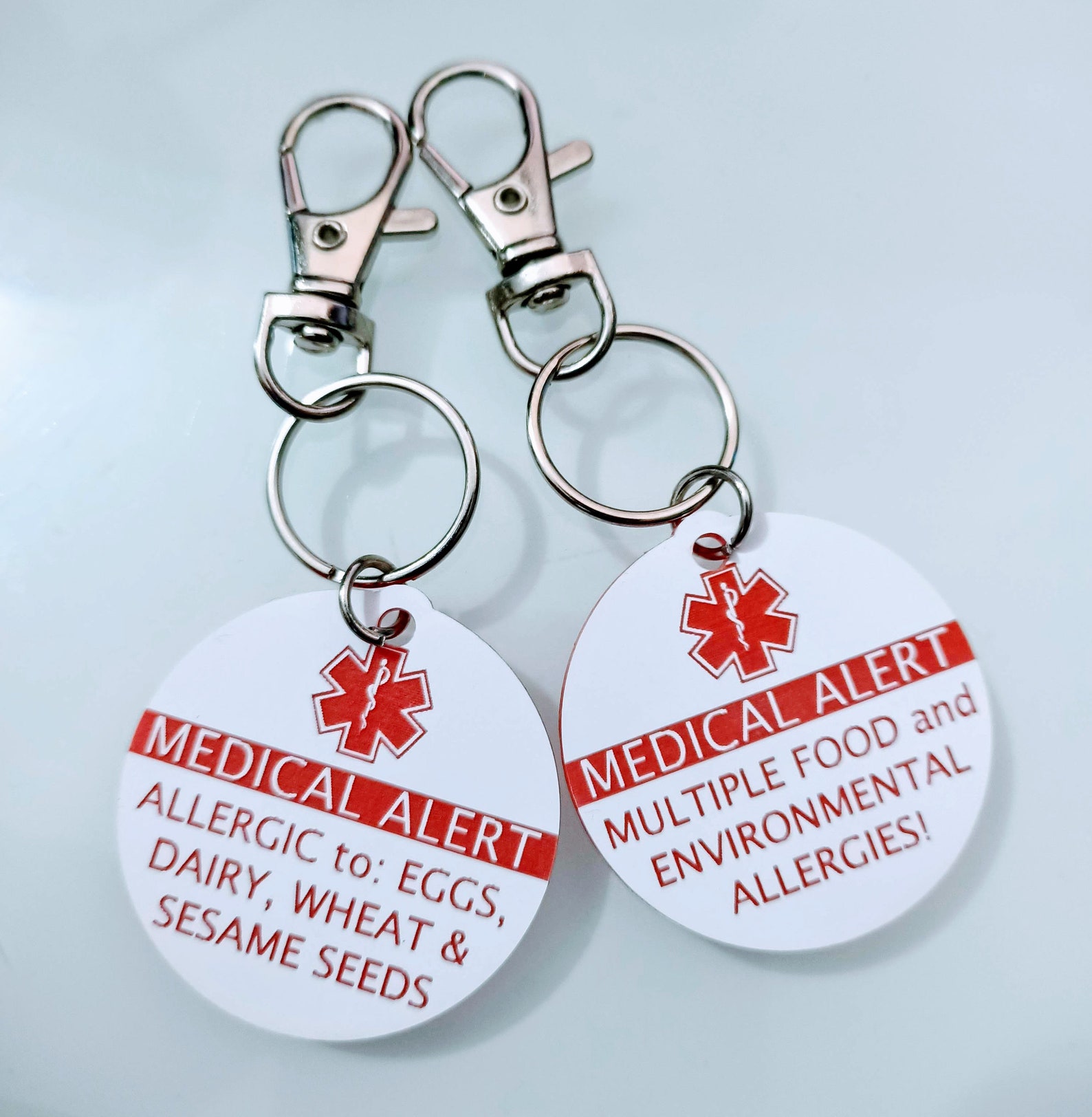 Customised Medic Alert Medical Alert Bag Tag / Keyring Etsy