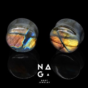 1 Pair of Premium LABRADORITE plugs, multicolour labradorite stone ear plugs, ear stretchers, unique gauges