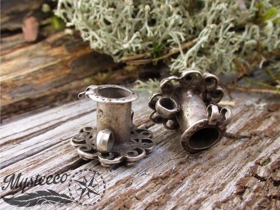 1 Pair of Tribal Ear Plugs Gauges 7mm 1g Authentic Tribal Silver