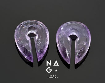 1 Pair of AMETHYST Faceted Keyhole Ear Weights Stone Ear Weights