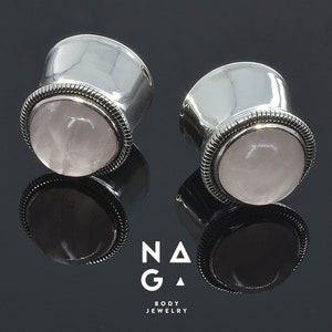 1 Paar Rosenquarz Stein Ohrstecker, Silber Ohrstecker, Ohrschablonen und Stecker