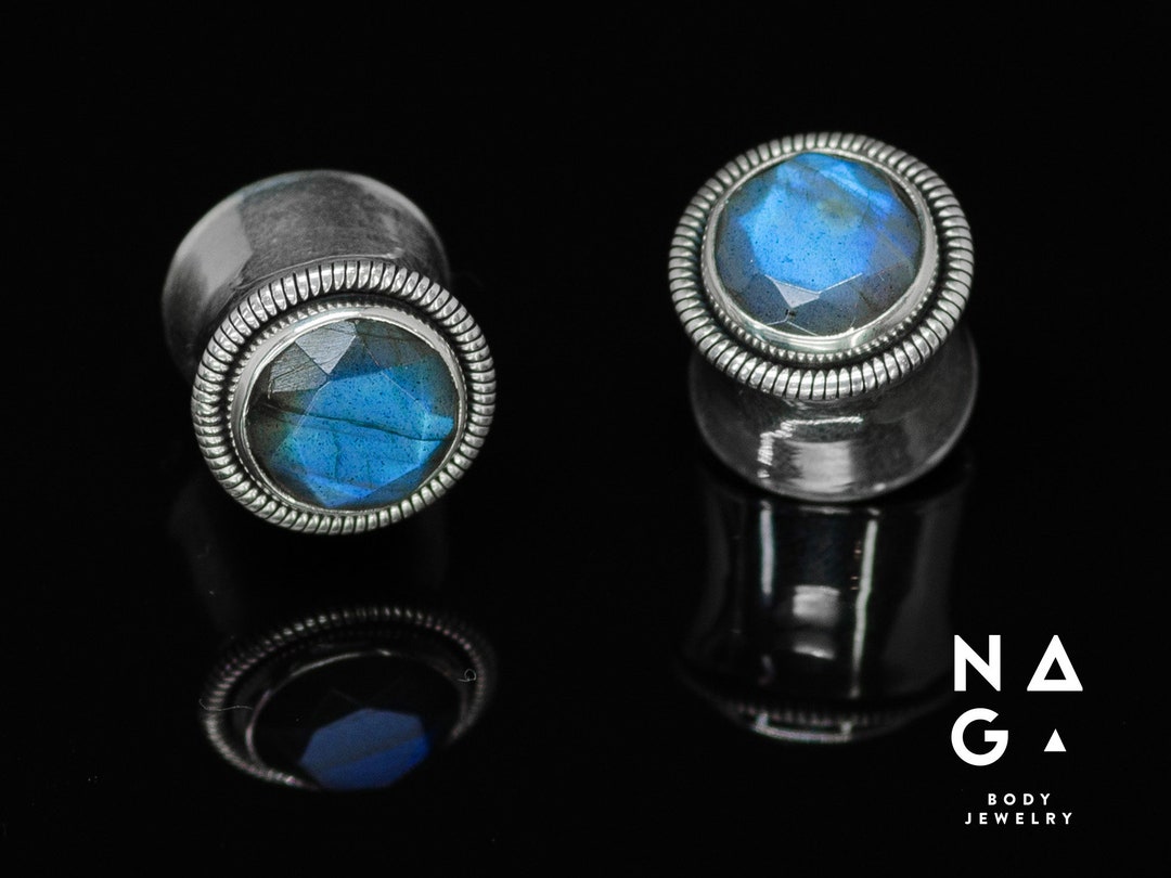Premium LABRADORITE Plugs Silver Ear Plugs Unique Gauges Etsy UK