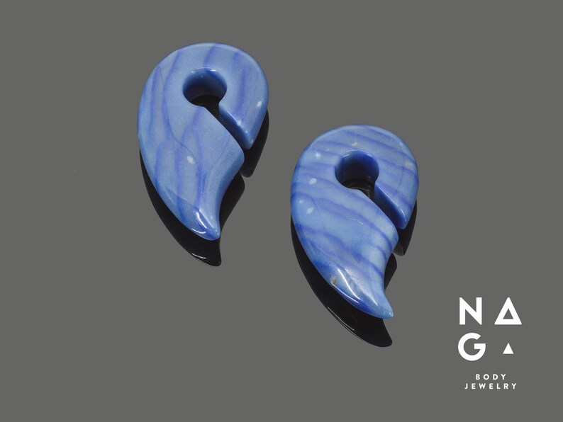 organic stone ear weights WHOLESALE AVAILABLE Blue aventurine fancy shaped keyhole ear weights