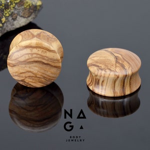 1 Pair of OLIVE wood ear plugs gauges - Double Flared - 1 Pair - Sizes from 6mm (2G) to 52mm (2&quot;) - Organic, WHOLESALE AVAILABLE