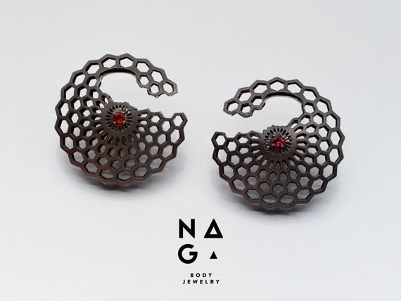 1 Pair of AMBROSIA small black ruthenium plated silver ear  