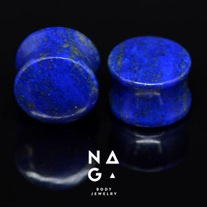 1 Pair of Premium LAPIS LAZULI stone ear plugs, ear gauges set, double flared ear plugs