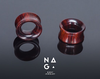 1 Pair of PALISANDER ROSEWOOD ear tunnels, wood ear tunnels, wood ear gauges, wood ear plugs