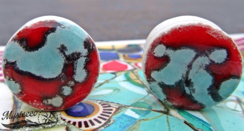 Made in Italy 1 Pair Unique Ear Plugs 1 Pair Handmade Double Flared Ceramic Ear Plugs Ear Plugs 19mm 34 gauges