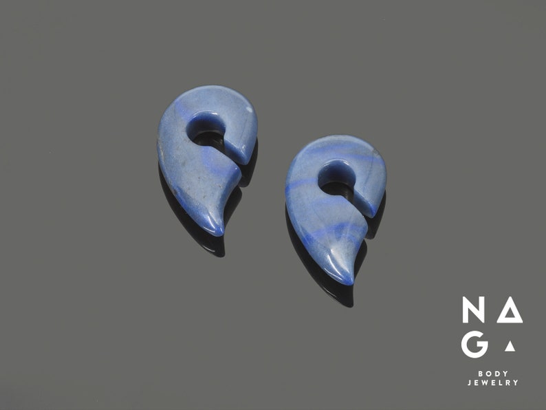 organic stone ear weights WHOLESALE AVAILABLE Blue aventurine fancy shaped keyhole ear weights