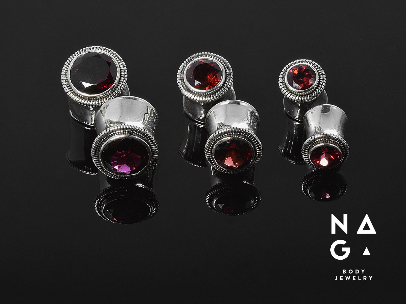 1 Pair of GARNET Stone Ear Plugs Silver Ear Plugs Unique Gauges Etsy Australia