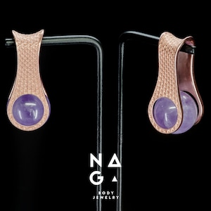 1 Pair of GRAVITY ASANOHA vermeil rose gold ear weights - Fits all sizes from 12mm (1/2&quot;) - different gemstones - wholesale available