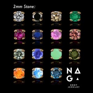1 stuk 18k GEELGOUDE EDELSTEEN draadloos piercinguiteinde, push pin piercing, labret/neus/tragus/kraakbeen/schelp/helix gouden lichaamssieraden