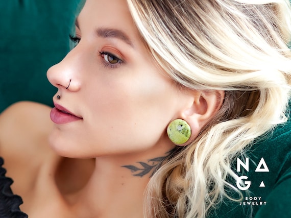 Stunning LIZARDITE Stone Ear Plugs Stone Ear Gauges Double - Etsy