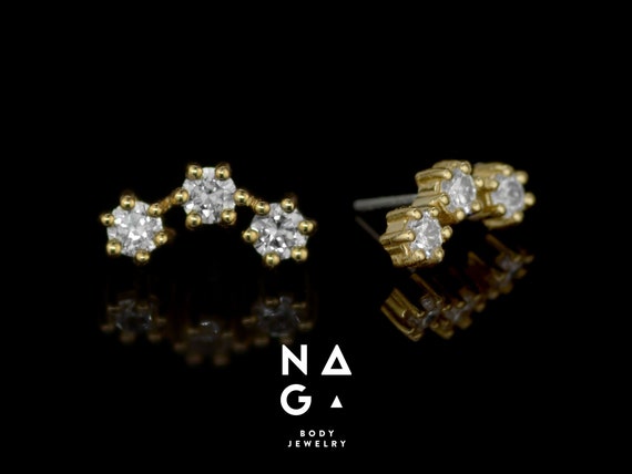 1 Piece of 18k DIAMOND YELLOW GOLD Threadless End Push Pin