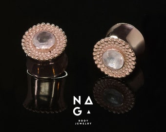 1 Paar facettierte ROSENQUARZ Stecker, vergoldete Roségold Stecker