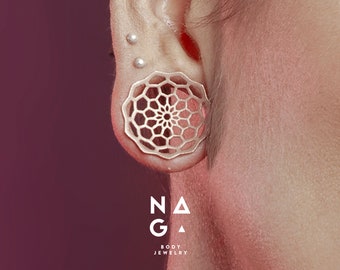 1 Pair of HONEYCOMB Vermeil Rose Gold Ear Plugs Gauges, Premium Quality Body Jewelry, WHOLESALE AVAILABLE