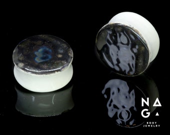 1 pair of 36mm (1.7/16") CERAMIC ear stretchers, glass ear plugs, unique gauges