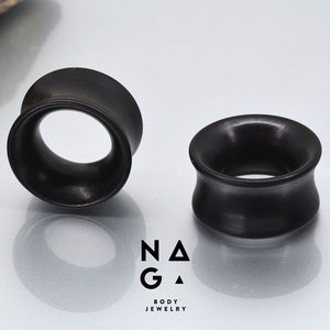 1 Pair of EBONY wood ear tunnels, wood ear gauges, wood ear plugs, wooden stretchers