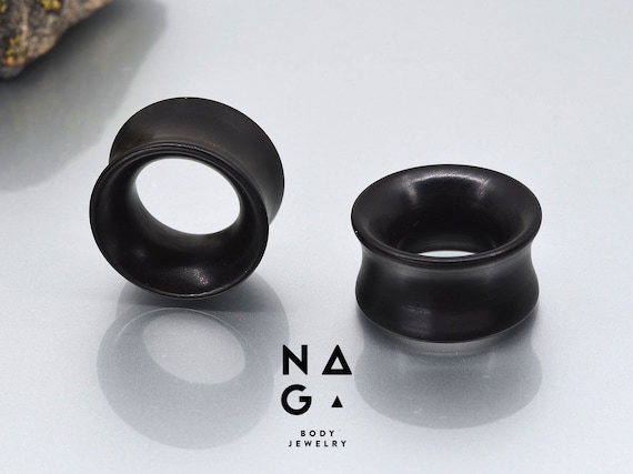 1 Pair of EBONY wood ear tunnels, wood ear gauges, wood ear plugs, wooden stretchers