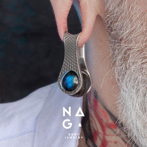 1 Pair of GRAVITY ASANOHA tarnished silver ear weights, silver ear hangers, unique gauges