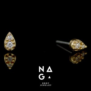 1 pezzo di piercing con punta a spillo, estremità senza filetto in ORO GIALLO 18k, labret/naso/trago/cartilagine/conca/elica, gioiello per il corpo in oro