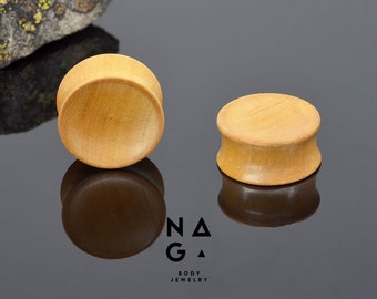 1 Pair of TEAK wood ear plugs, wood ear gauges, plugs and tunnels, ear stretchers