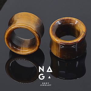 1 Paar Ohr Tunnel Plugs, TIGERAUGE Plugs, Stein Ohr Plugs, Plugs und Tunnels