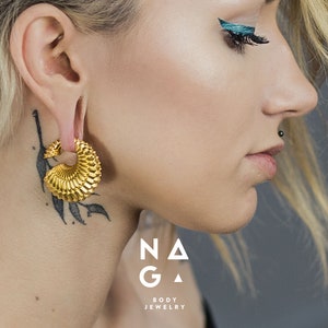 1 Pair of Round PANGO vermeil yellow gold ear weights - fit all sizes from 00g 10mm - premium quality body jewelry, wholesale available