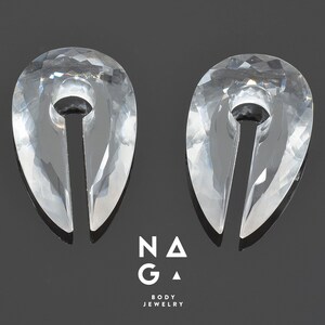 1 Pair of CRYSTAL QUARTZ Keyhole Ear Weights Stone Ear Weights - wholesale available