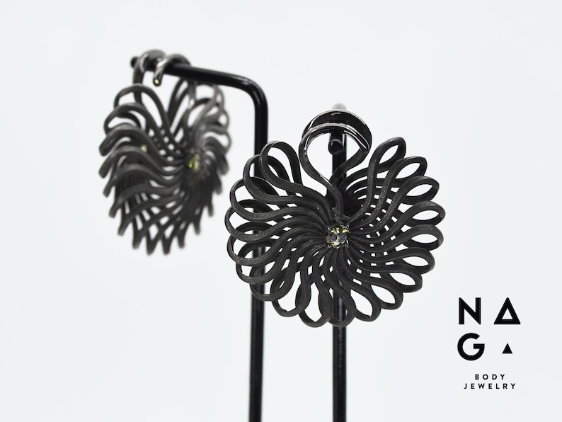 KINETIC black ruthenium plated silver ear weights - fits from 0g KINETIC black ruthenium plated silver ear weights - fits from 0g