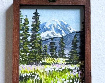 Mountains, Field of flowers, Ornament
