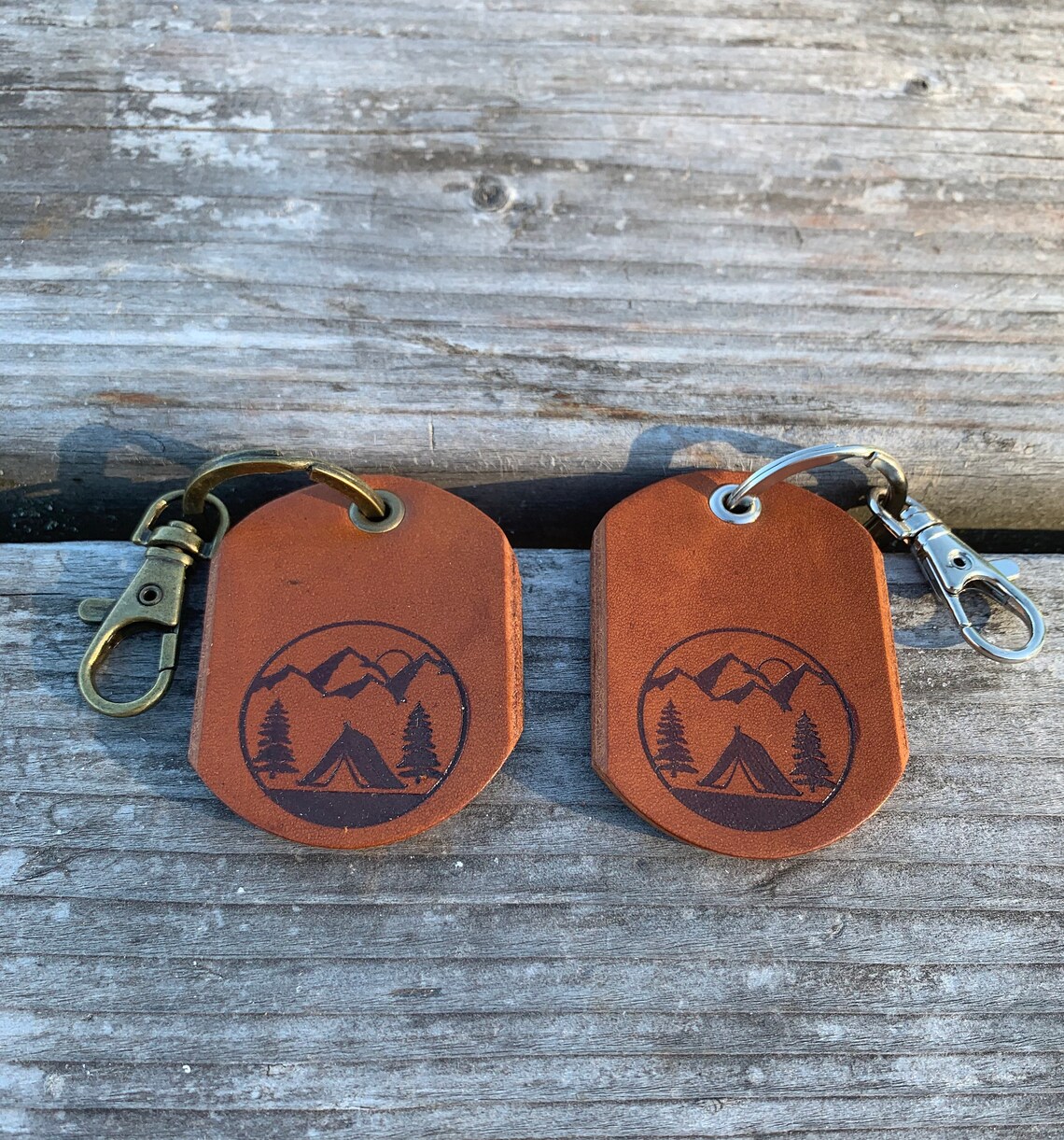 Camping Key Ring Camp Keychain Leather Key Chain Outdoors Etsy