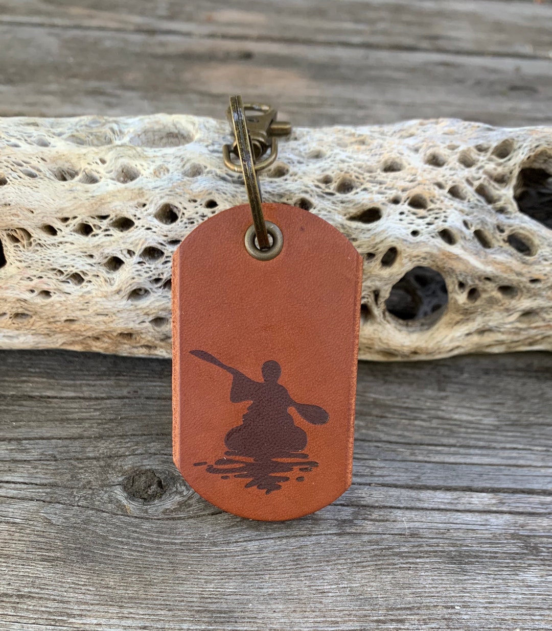 Kayak Keyfob Kayaking Key Ring Boating Keychain Leather Key Etsy