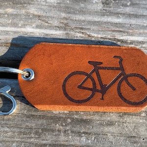 Bicycle Keyfob, Bike Key Ring, Biking Keychain, Leather Key Chain, Outdoors Key Fob, Adventure Keyring, HandyCraftedGoods