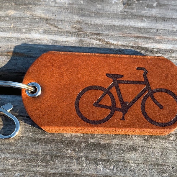 Bicycle Keyfob, Bike Key Ring, Biking Keychain, Leather Key Chain, Outdoors Key Fob, Adventure Keyring, HandyCraftedGoods