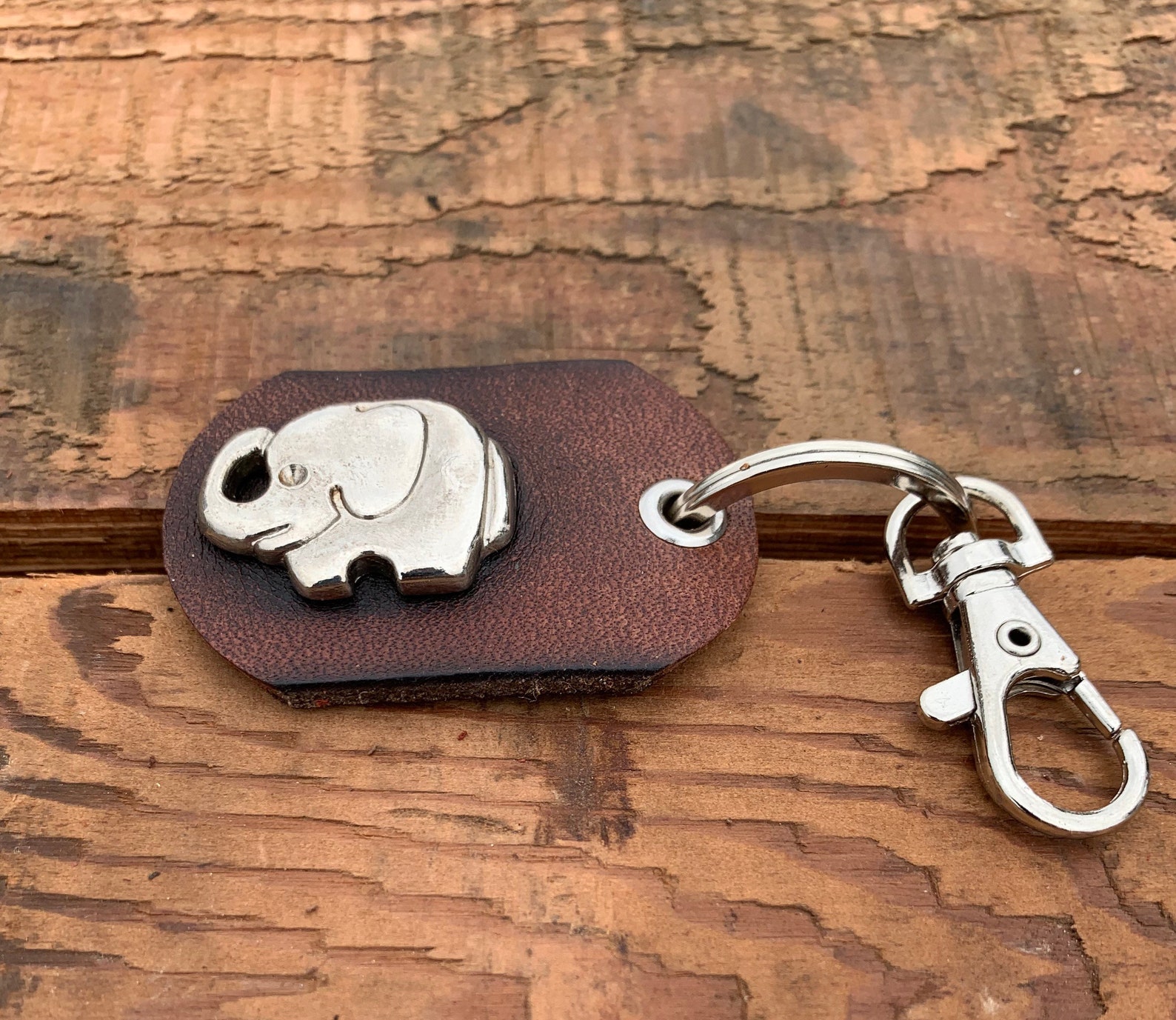 Elephant Keyring Leather Keychains Elephants Key Fob Animal Etsy