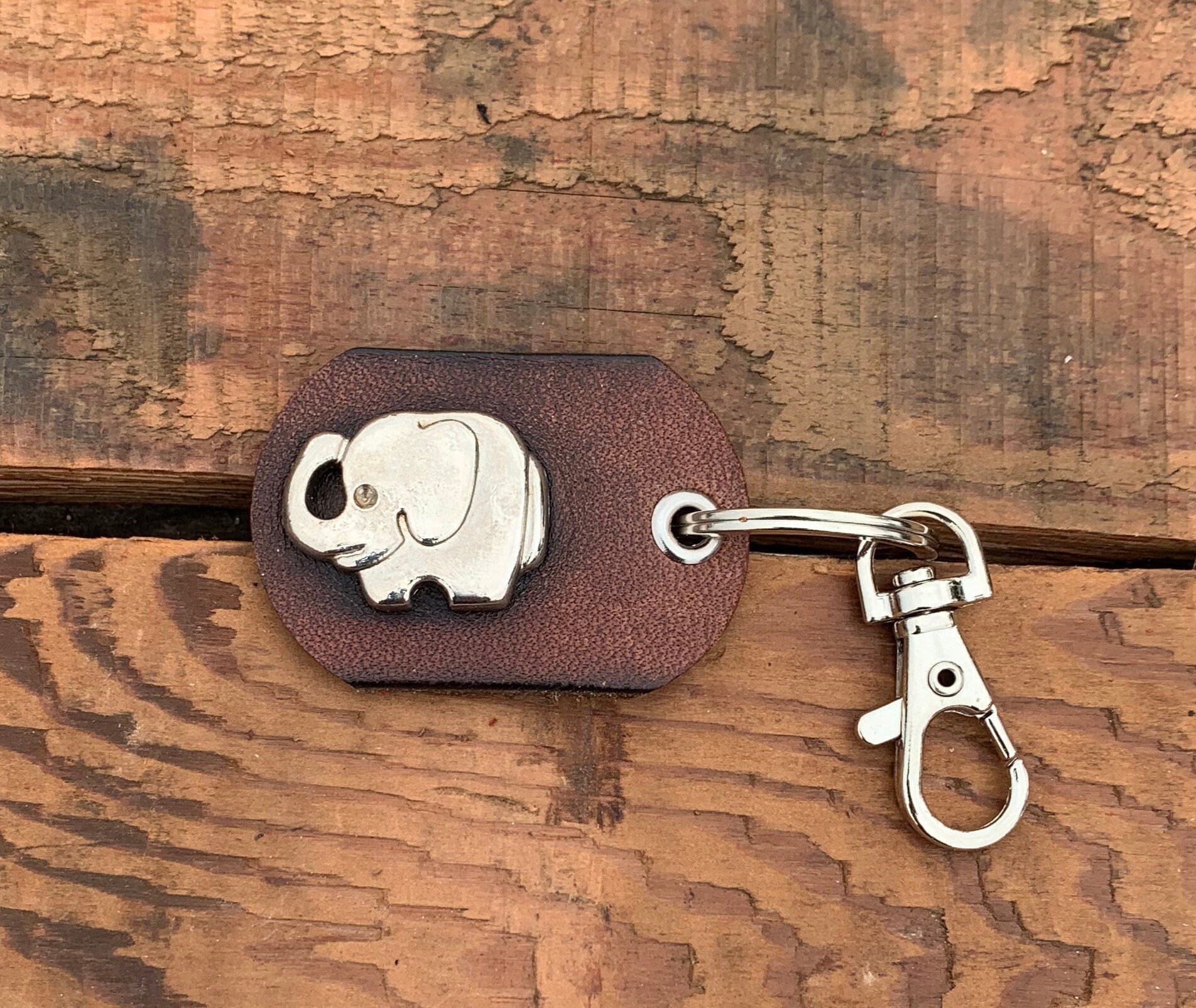 Elephant Keyring Leather Keychains Elephants Key Fob Animal Etsy