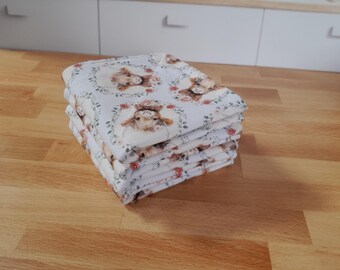Toallas de tela sin residuos: Juego de 2, 4 u 8 unidades ~ Lavables y secables a máquina. Sin broches de plástico. Parte superior de tela de algodón + tela de rizo 100% algodón absorbente.