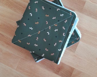 Zero Waste Unpaper towels ~ Set of 2 OR 4 ~ Machine Wash & Dry NO Plastic Snaps Cotton Fabric top + absorbent 100% cotton terry cloth towel