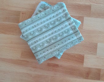 Zero Waste Unpaper towels ~ Set of 2 OR 4 ~ Machine Wash & Dry NO Plastic Snaps Cotton Fabric top + absorbent 100% cotton terry cloth towel