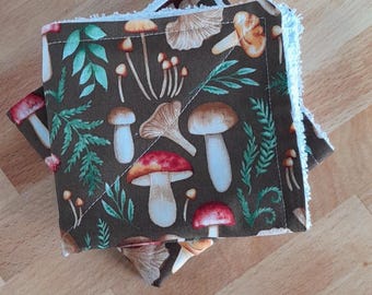 Zero Waste Unpaper towels ~ Set of 2 OR 4 ~ Machine Wash & Dry NO Plastic Snaps Cotton Fabric top + absorbent 100% cotton terry cloth towel