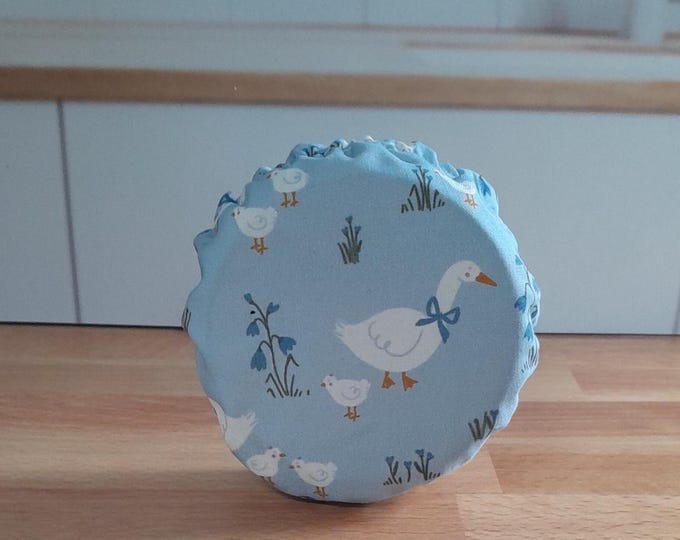 Featured listing image: Reusable Sourdough Jar Cover:  Waterproof or Cotton Lined, Fits Mason/Weck Jars ~ Machine Washable