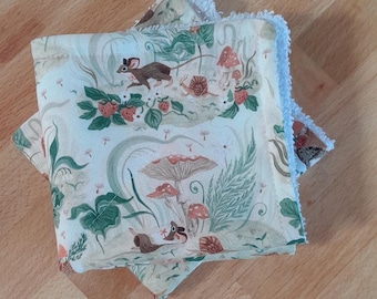 Zero Waste Unpaper towels ~ Set of 2 OR 4 ~ Machine Wash & Dry NO Plastic Snaps Cotton Fabric top + absorbent 100% cotton terry cloth towel