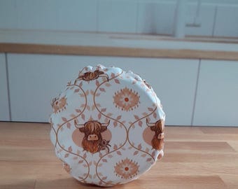 Sourdough Jar cover ~ Sourdough Starter Active Sourdough Bread-making Baking Reusable sourdough cover sustainable kitchen ~ highland cow