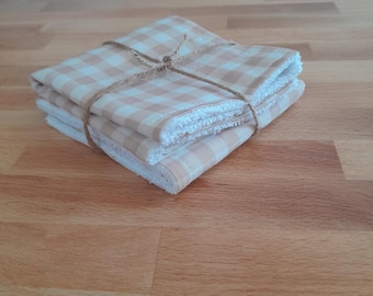 Zero Waste Unpaper towels ~ Set of 2 OR 4 ~ Machine Wash & Dry NO Plastic Snaps Cotton Fabric top + absorbent 100% cotton terry cloth towel